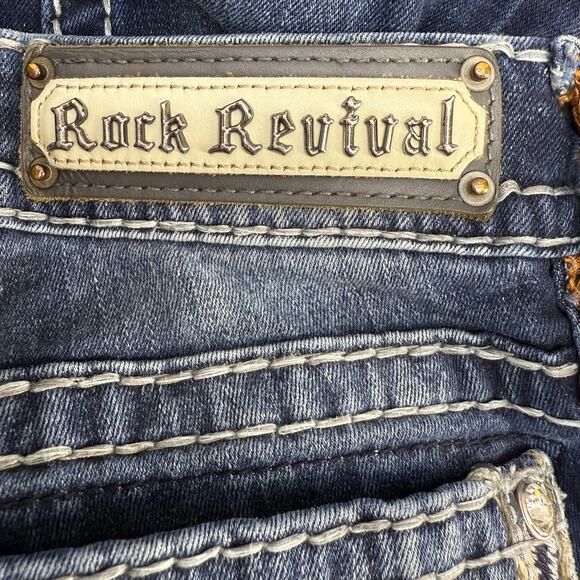 Rock Revival Jeans Women's 25 (2) Dark Blue Silana Embellished Western Bling - Picture 6 of 16